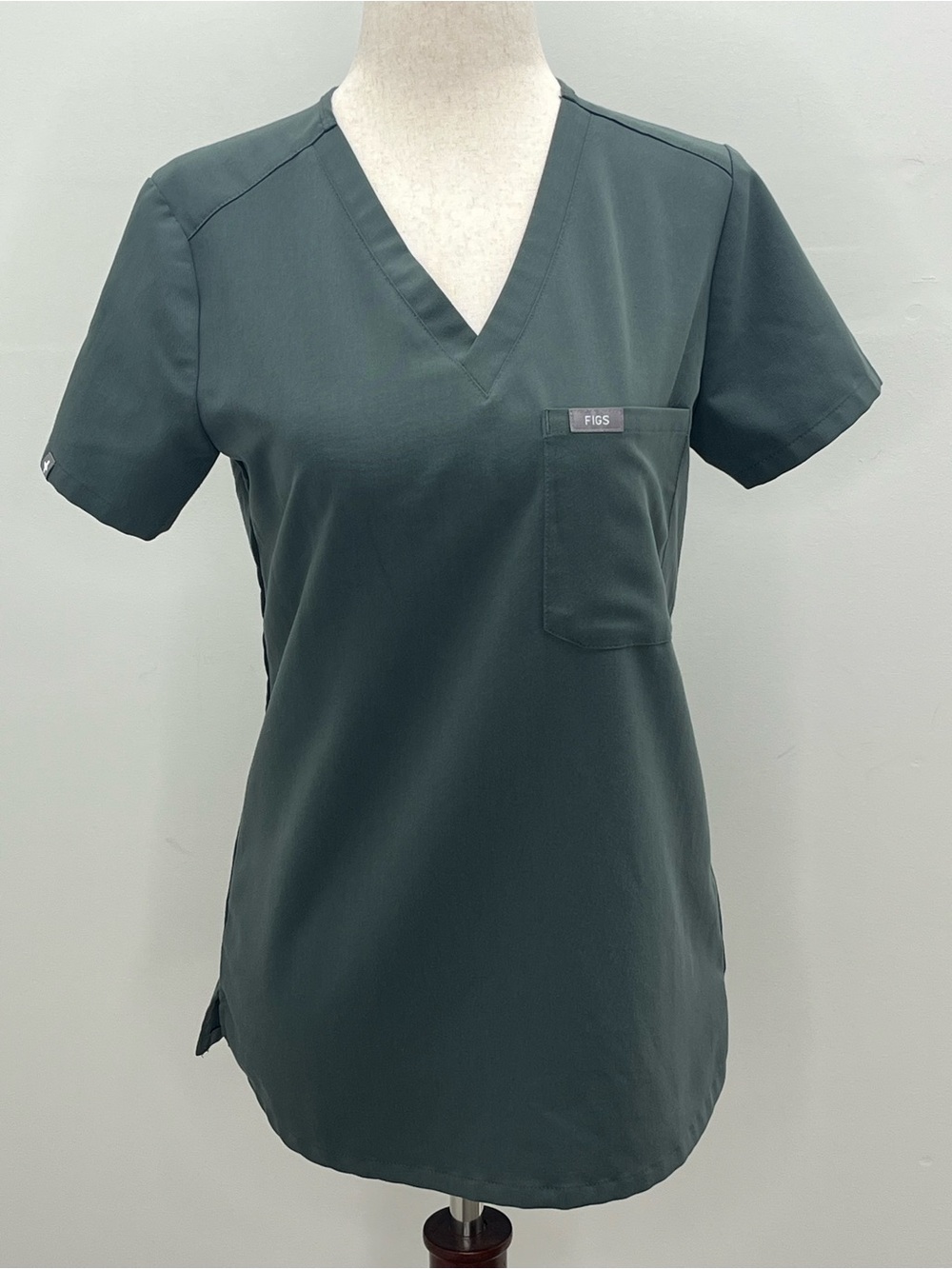 Figs Technical Collection Womens Dark Gray Slate Short Sleeve Scrubs Top XXS
